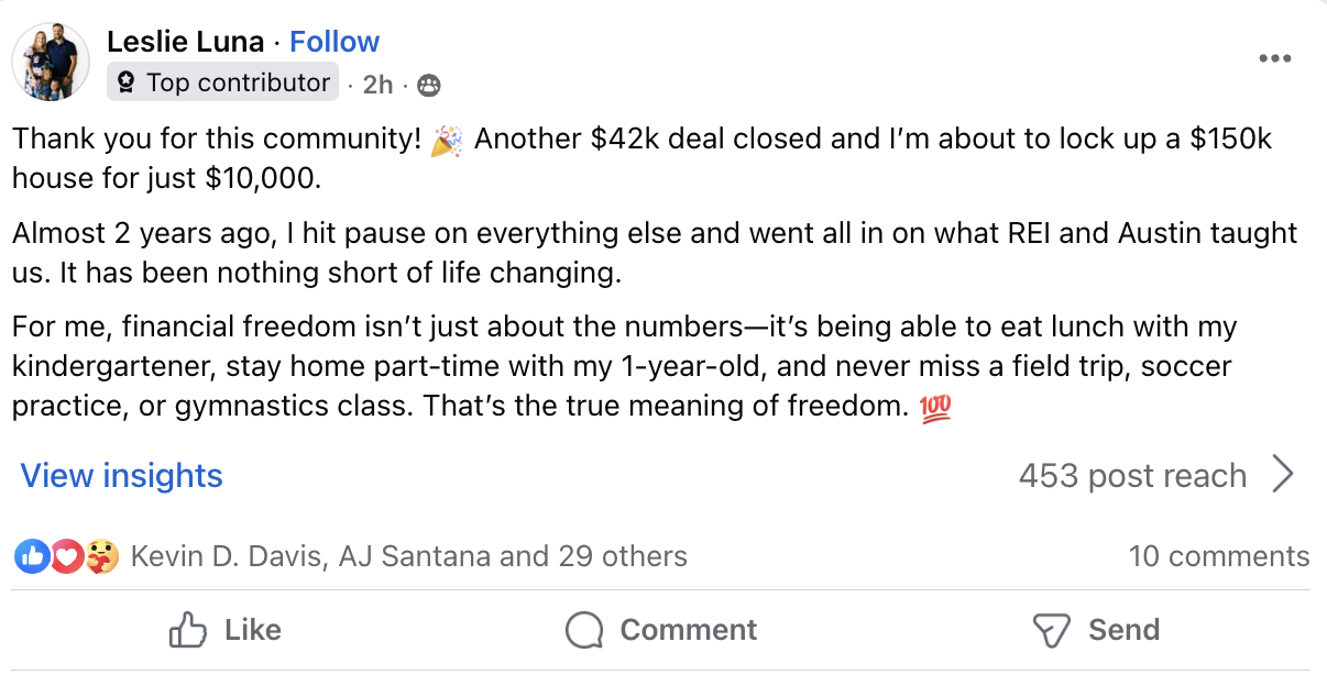 Leslie Luna: $42K deal closed and locking up a $150K house